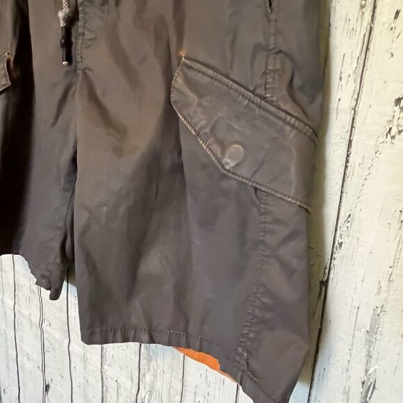 Stellson Mens Waxed Cargo Shorts Size L Gray Orange Acid Wash Switzerland Grunge - Picture 5 of 14